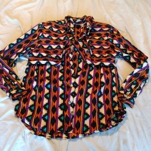 Vintage 70s Arroyo Aztec Western Button Blouse Eclectic Diverse Cotton Native